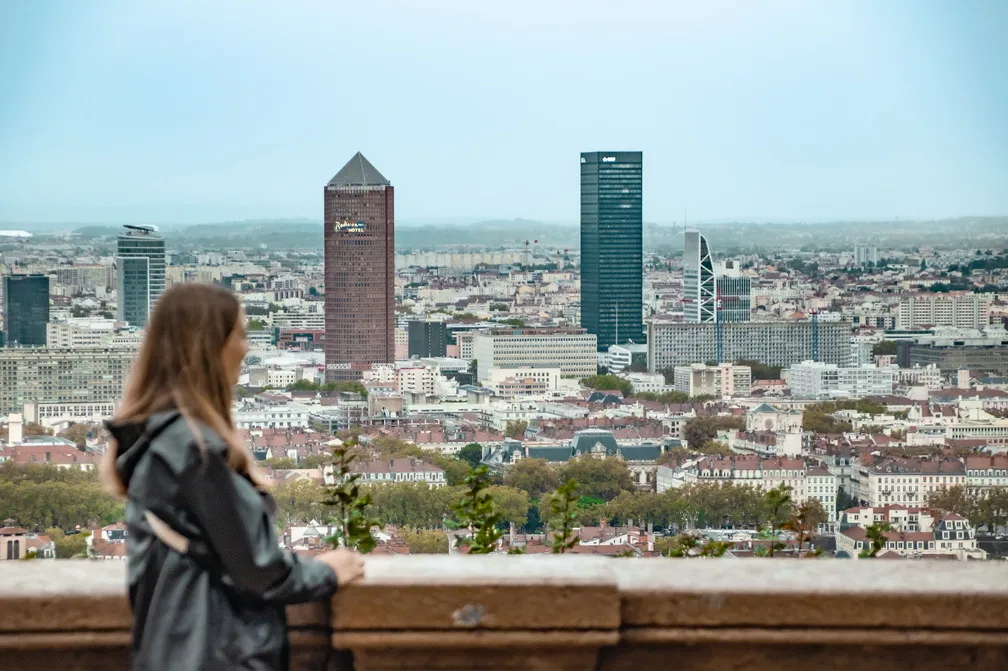フルヴィエール高台から見たリヨン市街と Part-Dieu 方面のスカイライン
